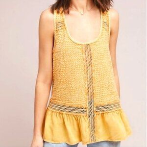 Anthro Eri+Ali Yellow Gold Savoia Sleeveless Top - XL